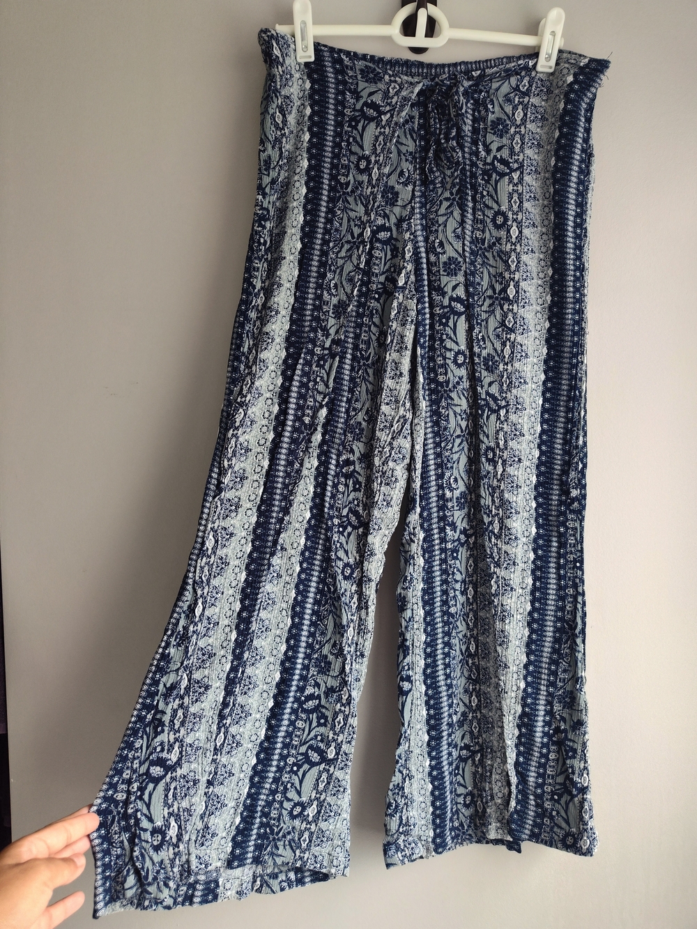 Style & Co. Navy & White Printed Wide-Leg Pants